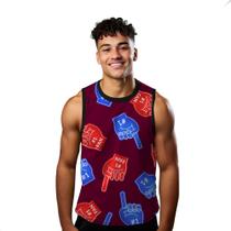 Camiseta Regata Verão Estilo Moda Praia Fan Esporte Cartoon Azul Vermelho 1740