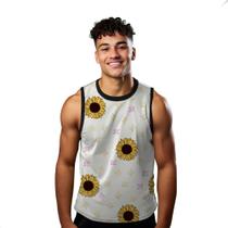 Camiseta Regata Verão Estilo Moda Praia Flores Girassóis Arte Florida 1363 Camiseta Regata Verão Estilo Moda Praia Flores Girassóis Arte Florida 1363