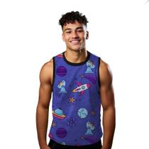 Camiseta Regata Verão Estilo Moda Praia Foguete Planetas Espaço 983 Camiseta Regata Verão Estilo Moda Praia Foguete Planetas Espaço 983