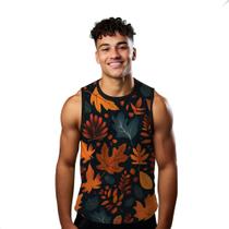 Camiseta Regata Verão Estilo Moda Praia Folhas Outono Cartoon Laranja 782 Camiseta Regata Verão Estilo Moda Praia Folhas Outono Cartoon Laranja 782
