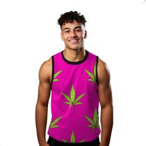 Camiseta Regata Verão Estilo Moda Praia Folhas Planta Verde Cartoon 1190