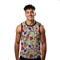 Camiseta Regata Verão Estilo Moda Praia Frutas Cartoon Colorida Funny 827