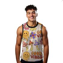 Camiseta Regata Verão Estilo Moda Praia Good Vibes Cogumelos Emoji Vibe Arte 1093 Camiseta Regata Verão Estilo Moda Praia Good Vibes Cogumelos Emoji Vibe Arte 1093