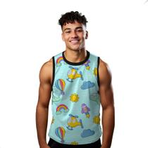 Camiseta Regata Verão Estilo Moda Praia Helicóptero Foguete Funny Nuvem 872