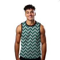 Camiseta Regata Verão Estilo Moda Praia Listras Símbolos Verde Setas 1848 Camiseta Regata Verão Estilo Moda Praia Listras Símbolos Verde Setas 1848