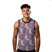 Camiseta Regata Verão Estilo Moda Praia Lua Cartoon Coração Funny Luar 1712