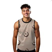 Camiseta Regata Verão Estilo Moda Praia Lua Estrela Listras Cartoon 1737