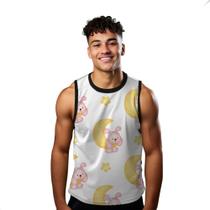 Camiseta Regata Verão Estilo Moda Praia Lua Estrelas Cartoon Noite 1176 Camiseta Regata Verão Estilo Moda Praia Lua Estrelas Cartoon Noite 1176