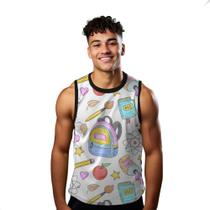 Camiseta Regata Verão Estilo Moda Praia Mochila Escola Material Arte 988