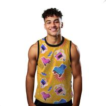 Camiseta Regata Verão Estilo Moda Praia Música Cartoon Patins Color 965