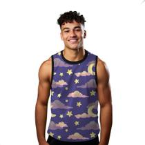 Camiseta Regata Verão Estilo Moda Praia Nuvens Lua Cartoon Noite Dormir 1150 Camiseta Regata Verão Estilo Moda Praia Nuvens Lua Cartoon Noite Dormir 1150