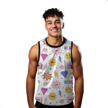 Camiseta Regata Verão Estilo Moda Praia Okay Cool Desenhos Emoji Arte 1188
