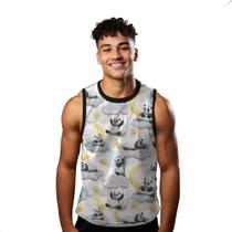 Camiseta Regata Verão Estilo Moda Praia Panda Lua Cartoon Noite Soneca Estrelas 1178