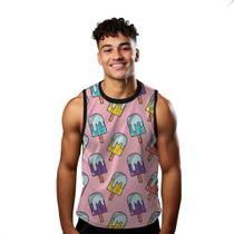 Camiseta Regata Verão Estilo Moda Praia Picolé Ice Cream Summer Colorido 1371