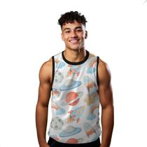 Camiseta Regata Verão Estilo Moda Praia Planetas Foguete Cartoon Lua Funny 1218 Camiseta Regata Verão Estilo Moda Praia Planetas Foguete Cartoon Lua Funny 1218