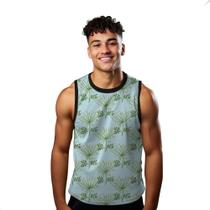 Camiseta Regata Verão Estilo Moda Praia Plantas Folhas Natureza Verde 1571