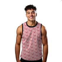 Camiseta Regata Verão Estilo Moda Praia Porco Pig Rosa Funny Cartoon 1054 Camiseta Regata Verão Estilo Moda Praia Porco Pig Rosa Funny Cartoon 1054