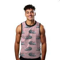 Camiseta Regata Verão Estilo Moda Praia Ratos Rat Cartoon Animal Esgoto Cinza 1759