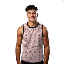 Camiseta Regata Verão Estilo Moda Praia Sol Arte Espaço Lua Estrelas 950
