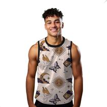 Camiseta Regata Verão Estilo Moda Praia Sol Lua Arte Estrelas 1008