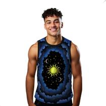 Camiseta Regata Verão Estilo Moda Praia Sol Lua Arte Nuvens Luar 783