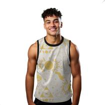 Camiseta Regata Verão Estilo Moda Praia Sol Lua Cartoon Amarelo 1003 Camiseta Regata Verão Estilo Moda Praia Sol Lua Cartoon Amarelo 1003