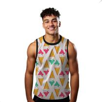 Camiseta Regata Verão Estilo Moda Praia Sorvete Cartoon Picolé Casquinha 1352