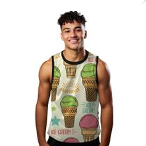 Camiseta Regata Verão Estilo Moda Praia Summer Ice Cream Colorido 1370