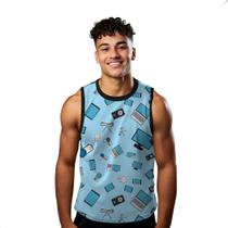 Camiseta Regata Verão Estilo Moda Praia Tecnologia Computador Celular Câmera 1495