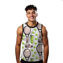 Camiseta Regata Verão Estilo Moda Praia Tênis Esporte Bolinha Verde 1009