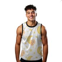 Camiseta Regata Verão Estilo Moda Praia Ursinho Estrelas Cartoon Dormir 1017