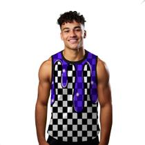 Camiseta Regata Verão Estilo Moda Praia Xadrez Gosma Roxa Cartoon 917 Camiseta Regata Verão Estilo Moda Praia Xadrez Gosma Roxa Cartoon 917