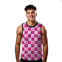 Camiseta Regata Verão Estilo Moda Praia Xadrez Rosa Girl Salto Alto 1244 Camiseta Regata Verão Estilo Moda Praia Xadrez Rosa Girl Salto Alto 1244