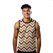 Camiseta Regata Verão Estilo Moda Praia Zig Zag Melancia Fruta Vermelho Verde 1840