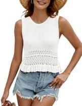 Camiseta regata VIMPUNEC de malha de verão para mulheres branca M Camiseta regata VIMPUNEC de malha de verão para mulheres branca M
