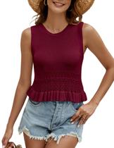 Camiseta regata VIMPUNEC feminina de malha de verão, camiseta, borgonha, M Camiseta regata VIMPUNEC feminina de malha de verão, camiseta, borgonha, M