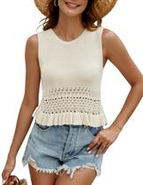 Camiseta regata VIMPUNEC, suéter de malha de verão para mulheres, bege, S Camiseta regata VIMPUNEC, suéter de malha de verão para mulheres, bege, S