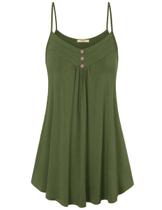 Camiseta regata Viracy Spaghetti Spaghetti Swing Camisole verde militar