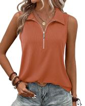 Camiseta regata Vivilli Orange para mulheres de verão sem mangas Camiseta regata Vivilli Orange para mulheres de verão sem mangas