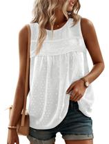 Camiseta regata Yousify Loose Fit, sem mangas, gola redonda, Swiss Dots