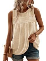 Camiseta regata Yousify sem mangas, moderna, gola redonda, damasco para mulheres Camiseta regata Yousify sem mangas, moderna, gola redonda, damasco para mulheres