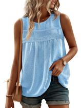 Camiseta regata Yousify Trendy para mulheres 2026 sem mangas azul claro S