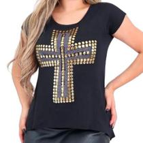 Camiseta Religiosa Gospel Cruz Tshirt Baby Look Feminina - Safira Rocks
