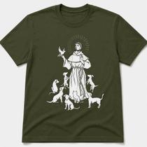 Camiseta Religiosa São Francisco Protetor Dos Animais Top Casual Urbano Top Unissex Catolico