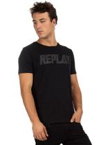 Camiseta Replay Masculina Big Logo Institutional Preta