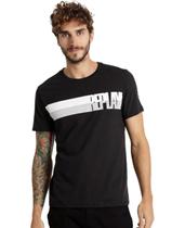 Camiseta Replay Masculina C-Neck Brand Stripes Preta Camiseta Replay Masculina C-Neck Brand Stripes Preta