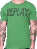 Camiseta Replay Masculina Logo Silk Verde Camiseta Replay Masculina Logo Silk Verde