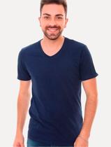 Camiseta Replay Masculina R Basic V-Neck Azul Noturno Camiseta Replay Masculina R Basic V-Neck Azul Noturno