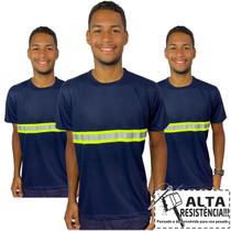 Camiseta RESISTENTE com Faixa Refletivo Malha Fria Uniforme Profissional Sinalização Eletricista Construção