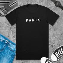 Camiseta reta preta escrita Paris